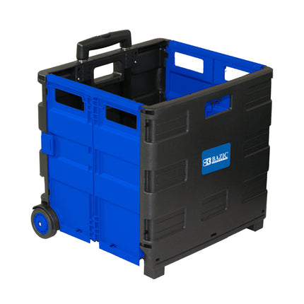 Folding Cart on Wheels w/Lid Cover, Black/Blue