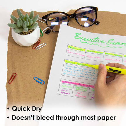 Pen Style Highlighters W/clip, 5ct