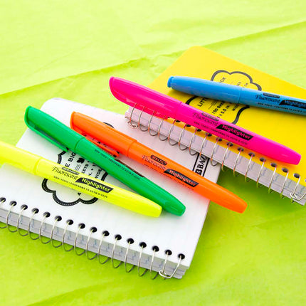 Pen Style Highlighters W/clip, 5ct