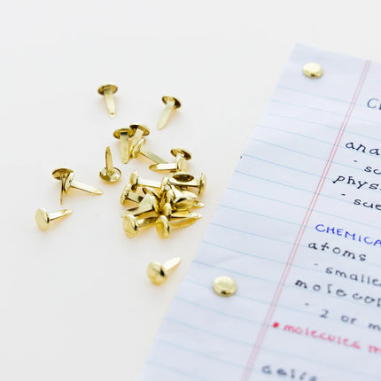 Brass-plated Fasteners 100ct 0.5in