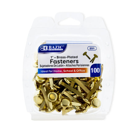 Brass-plated Fasteners 100ct 1in