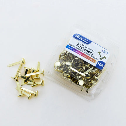Brass-plated Fasteners 100ct 1in