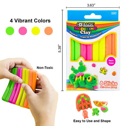 4 Fluorescent Colors Modeling Clay Sticks