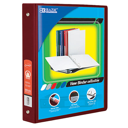 3-Ring View Binder with 2 Pockets, 1.5", Burgundy