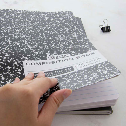 Composition Book College Ruled Black Marble