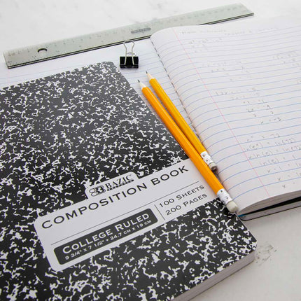 Composition Book College Ruled Black Marble