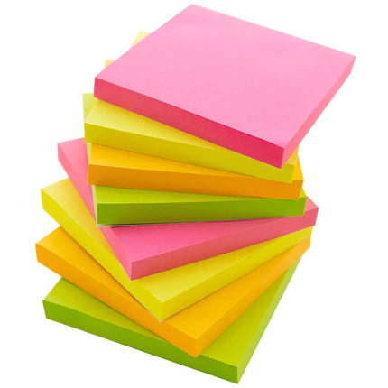 Neon Asst Stick On Notes 3X3, 12ct 100 Sheets/pad