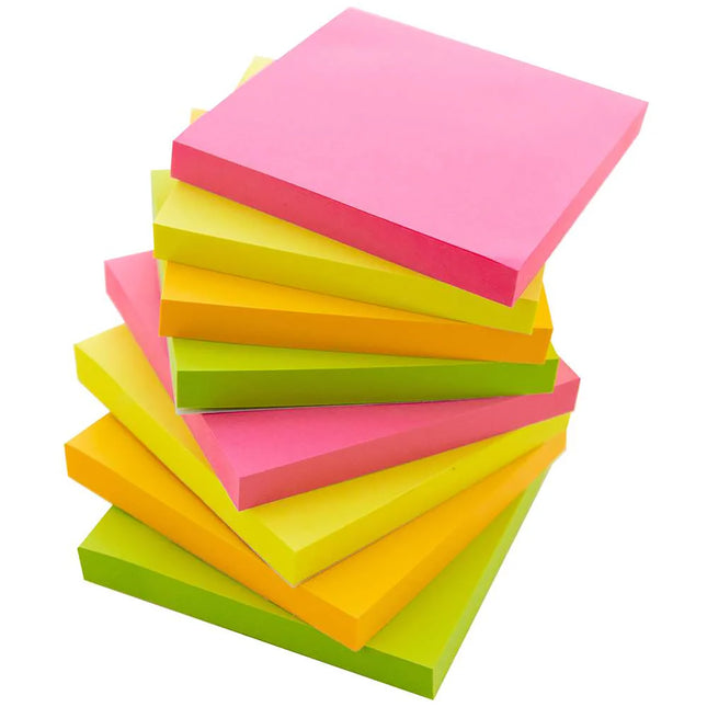 Neon Asst Stick On Notes 3X3, 12ct 100 Sheets/pad
