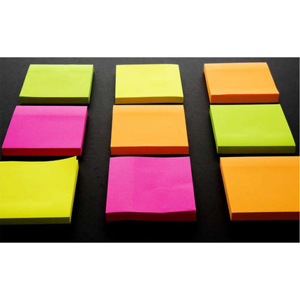 Neon Asst Stick On Notes 3X3, 12ct 100 Sheets/pad