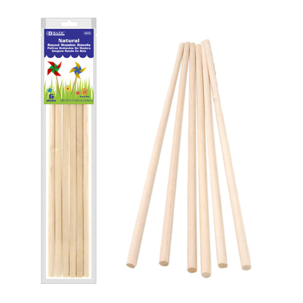 Round Natural Wooden Dowel, Pack of 6