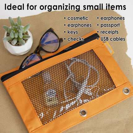 3-Ring Pencil Pouch with Mesh Window, Retro Pastel Colors, 1 Pouch