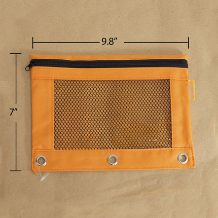 3-Ring Pencil Pouch with Mesh Window, Retro Pastel Colors, 1 Pouch