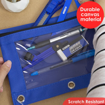 3-Ring Pencil Pouch with Clear Window, Assorted, 1 Pouch