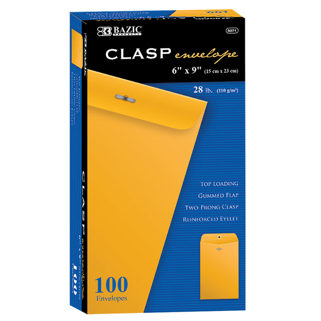 100ct Clasp Envelopes 6 X 9in