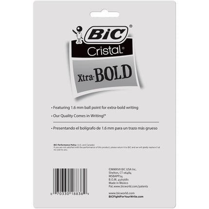 Cristal® Xtra Bold Fashion Ballpoint Pen, Medium Point (1.6mm), Assorted Colors, 24-Count