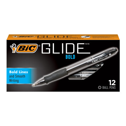 Glide™ Bold Retractable Ball Point Pen, Bold Point, Black, 12-Count