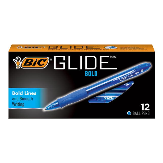 Glide™ Bold Retractable Ball Point Pen, Bold Point, Blue, 12-Count