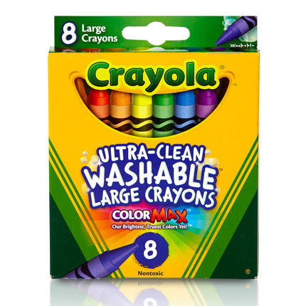 Ultra-Clean Washable Crayons, Large Size, 8 Colors