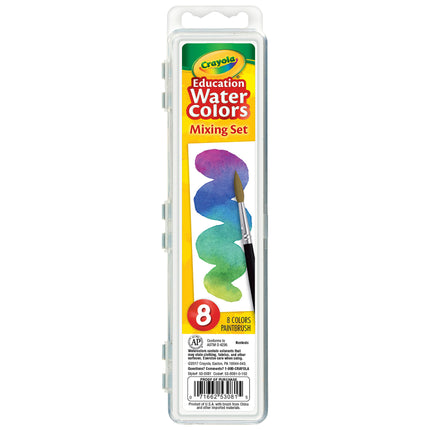 Watercolor Mixing Set 8 Semi Moist Oval Pans 1 Taklon Brush