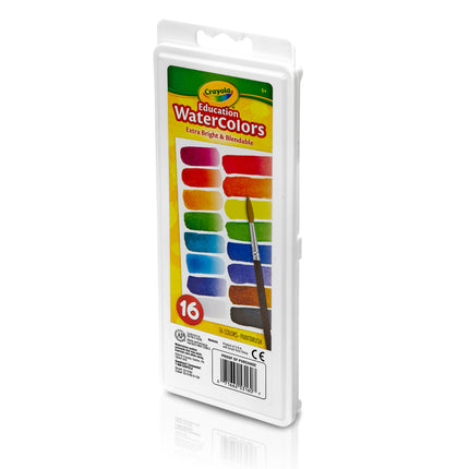 Crayola Watercolor Set - 16 Semi Moist Oval Pans 1 Brush