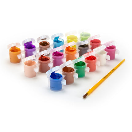 Washable Kids Paint 18ct Paint Pots W/one Brush Classic & Bold