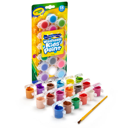 Washable Kids Paint 18ct Paint Pots W/one Brush Classic & Bold