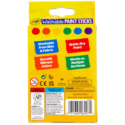 Washable Paint Sticks, 6 colors