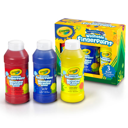 Washable Fingerpaint, Bold Colors, 3 Count