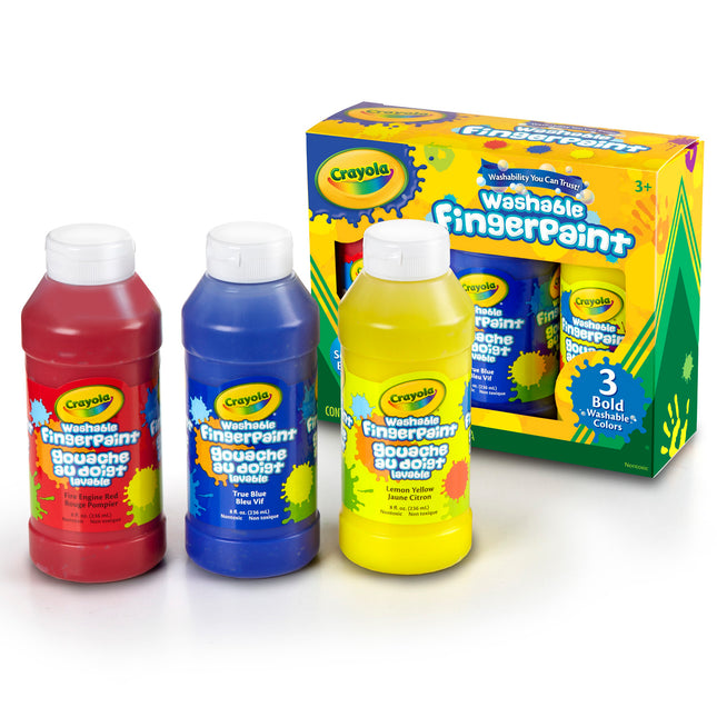 Washable Fingerpaint, Bold Colors, 3 Count