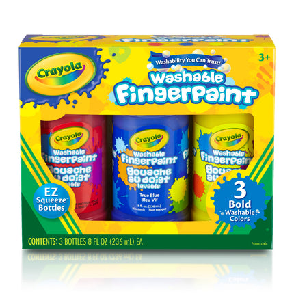 Washable Fingerpaint, Bold Colors, 3 Count