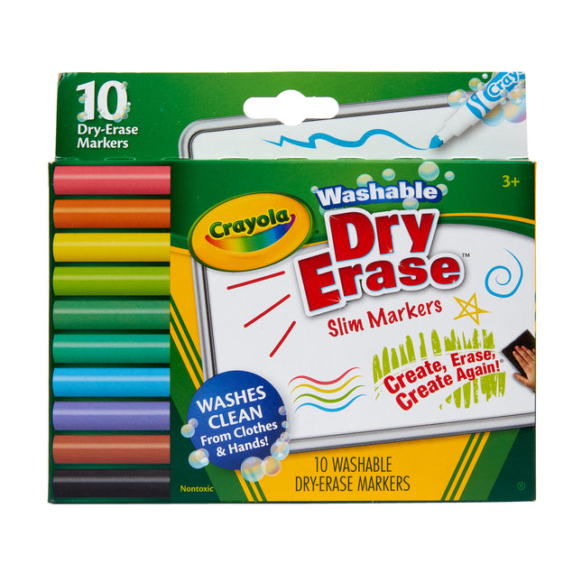 Slim Dry Erase Markers Washable, 10ct