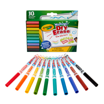 Slim Dry Erase Markers Washable, 10ct