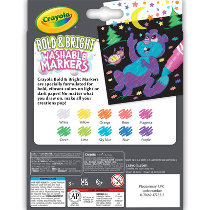 Broad Markers Bold And Bright Washable, 10ct