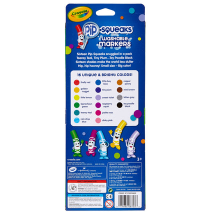 Pip Squeaks Washable Markers, Conical Tip, 16 Count