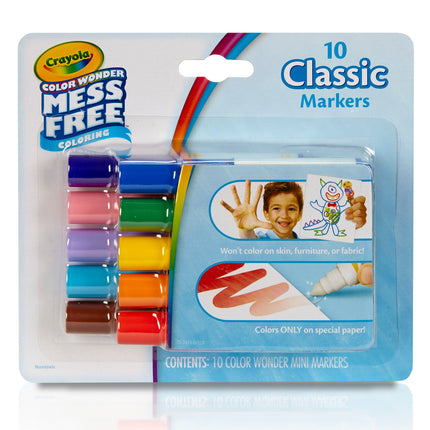 Color Wonder Mess Free Mini Markers, Classic Colors, Pack of 10