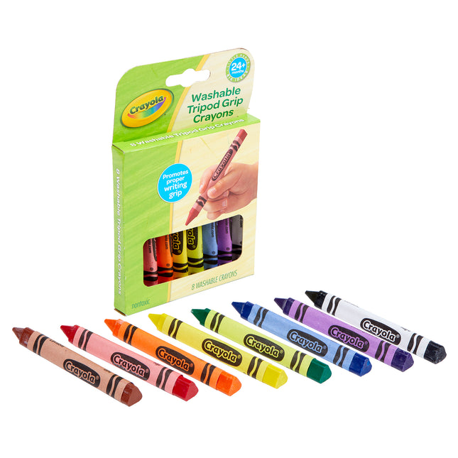 Tripod Grip Washable Crayons, 8ct