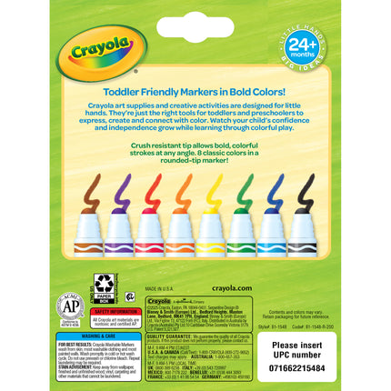 Toddler Markers 8ct Crush Resistant