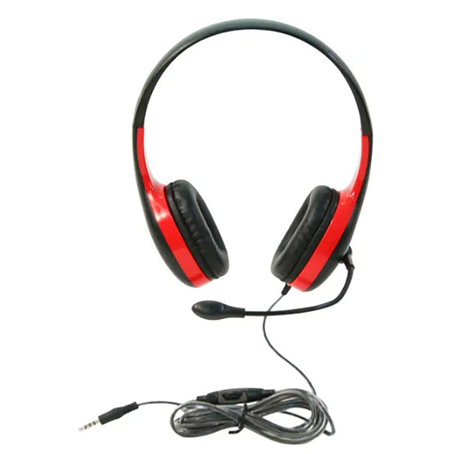 On-Ear Headset with Gooseneck Microphone, 3.5mm, Red