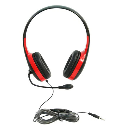 On-Ear Headset with Gooseneck Microphone, 3.5mm, Red