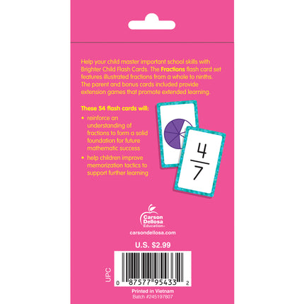 Fractions Flash Cards, 54 Cards
