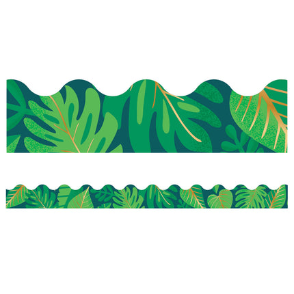 One World Tropical Leaves Scalloped Border