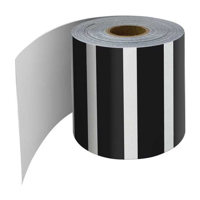 Black and White Vertical Stripes Rolled Straight Border