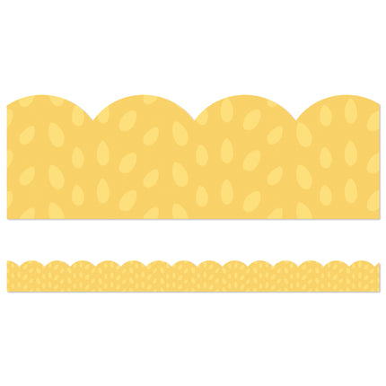 Grow Together Yellow with Painted Dots Scalloped Borders, 39 Feet