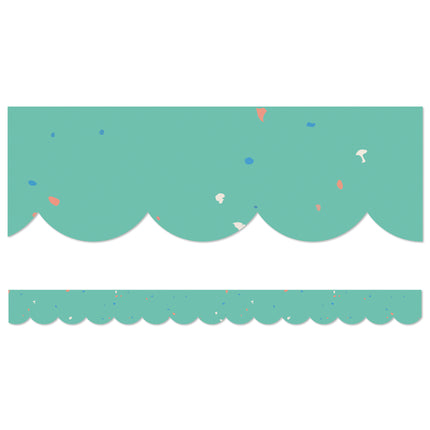 We Belong Speckled Teal Scalloped Borders