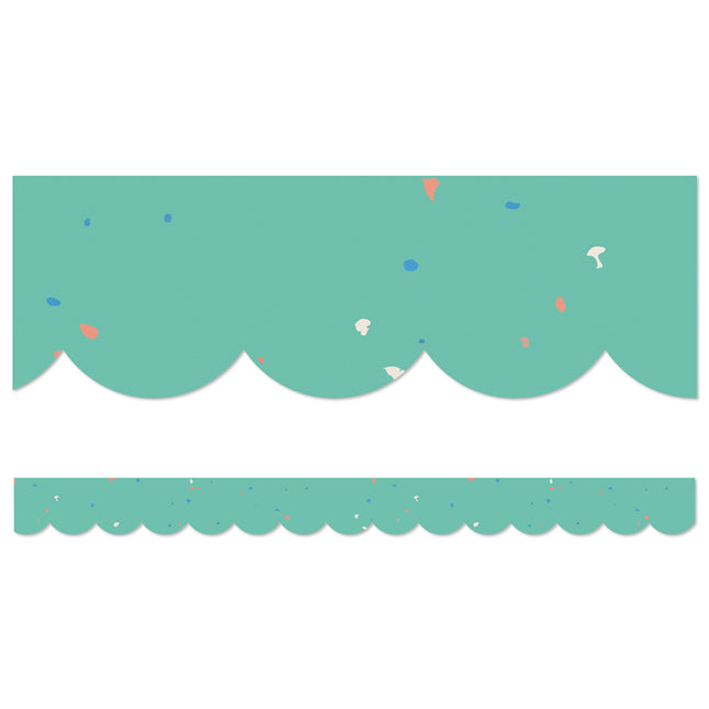 We Belong Speckled Teal Scalloped Borders