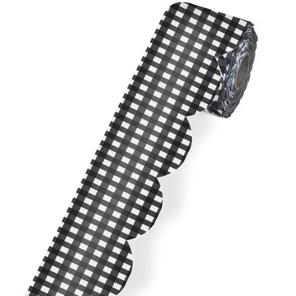 Blk Gingham Rolled Scallop Border