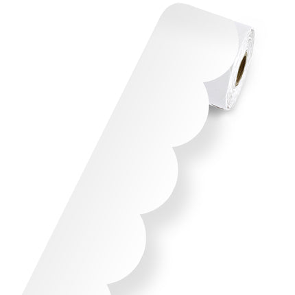 White Rolled Scalloped Borders