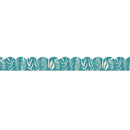 Teal With Leaves Scalloped Border True To You