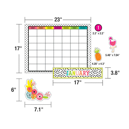 Simply Stylish Tropical Pineapple Calendar Bulletin Board Set, 92 Pieces