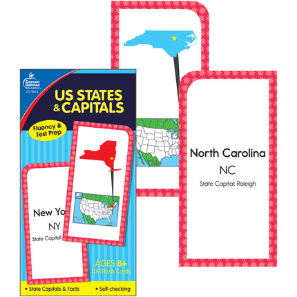 U.S. States & Capitals Flash Cards, Grade 3-5
